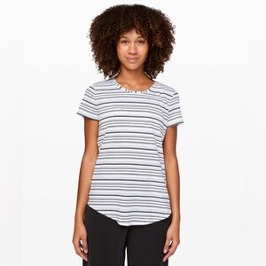 Lululemon Love Crew III, Cut Back Stripe White Black, Size 6